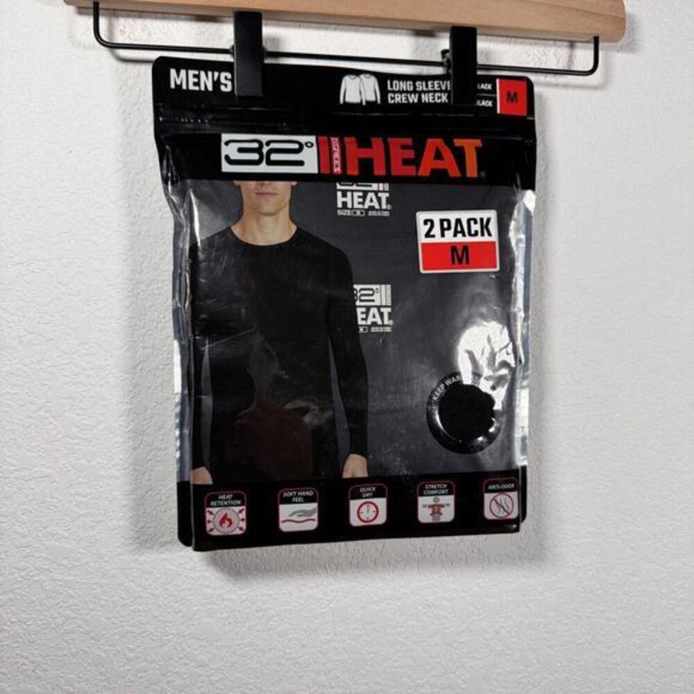 Men Top Long Sleeve 32‎ Degrees Heat Scoop Neck 2 Pack Thermal Baselayer Tee NEW